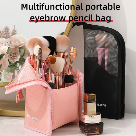 Standing Makeup Brush Organizer And Toiletry Bag