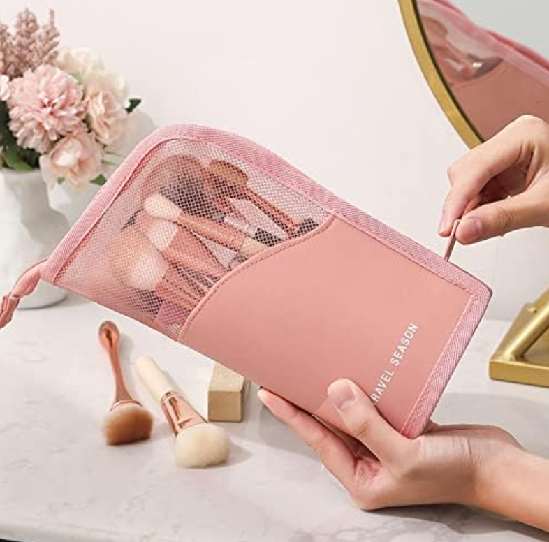 Standing Makeup Brush Organizer And Toiletry Bag