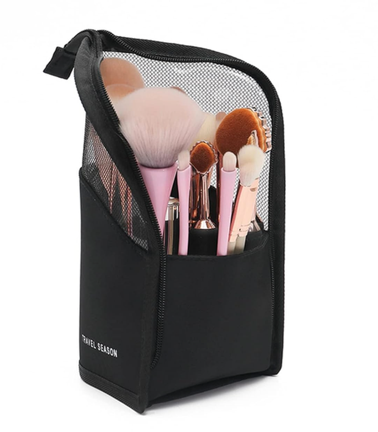 Standing Makeup Brush Organizer And Toiletry Bag