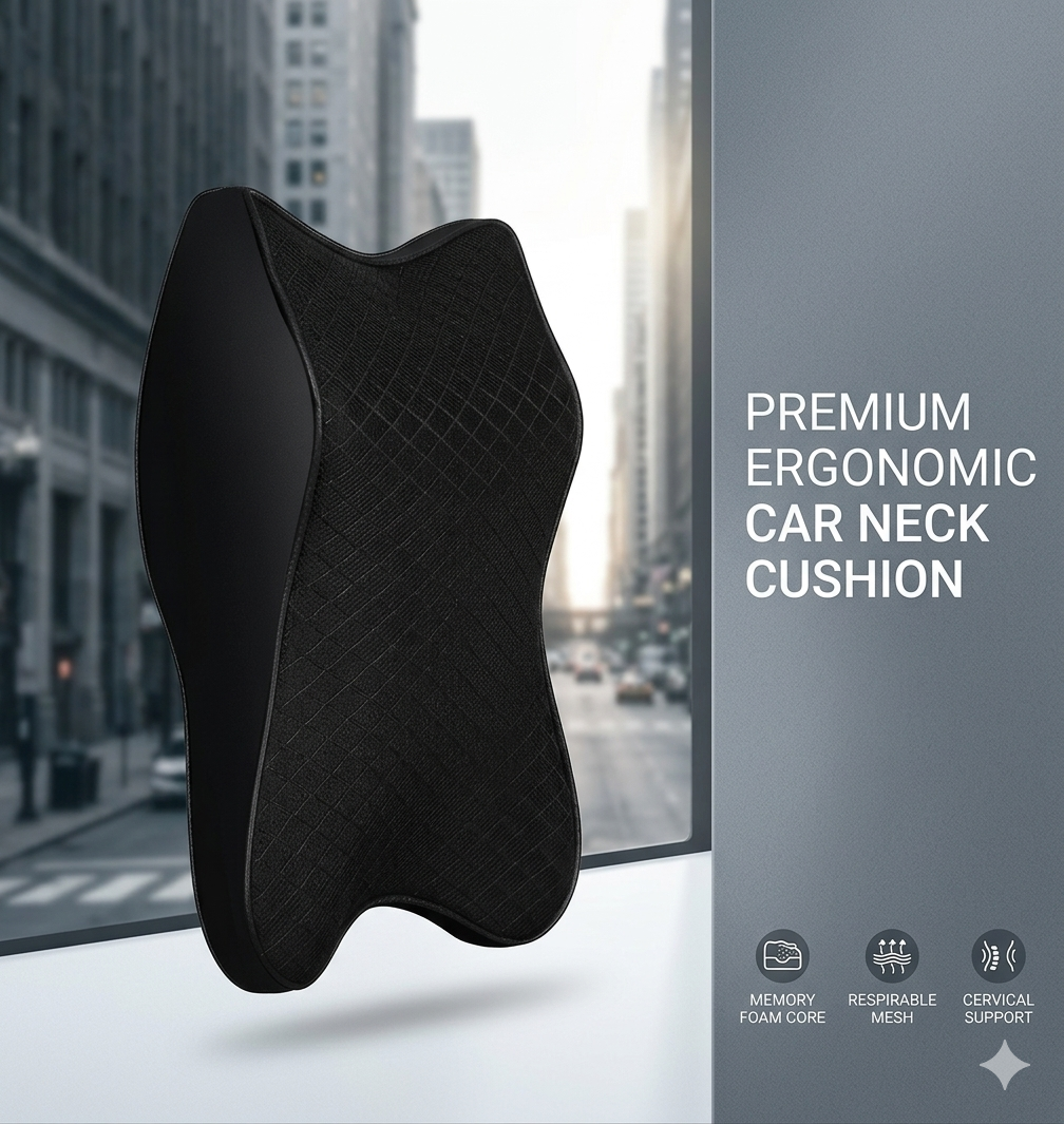 Ergonomic Memory Foam Car Neck Pillow & Headrest Cushion